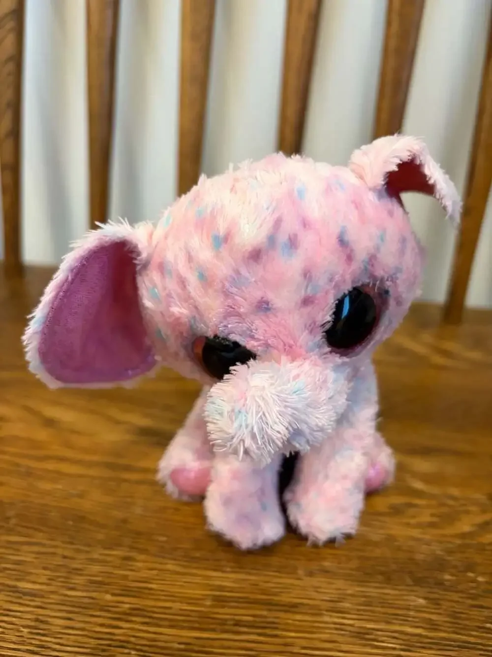 Ty Beanie Boo Ellie Elephant Pink Blue Spotted Plush Stuffed Animal